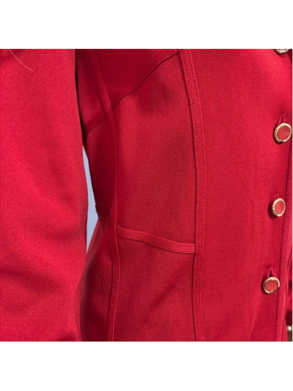 GORGEOUS EXCLUSIVELY MISOOK SOLID RED KNIT BLAZER IN EXCELLENT CONDITION - Picture 4 of 7